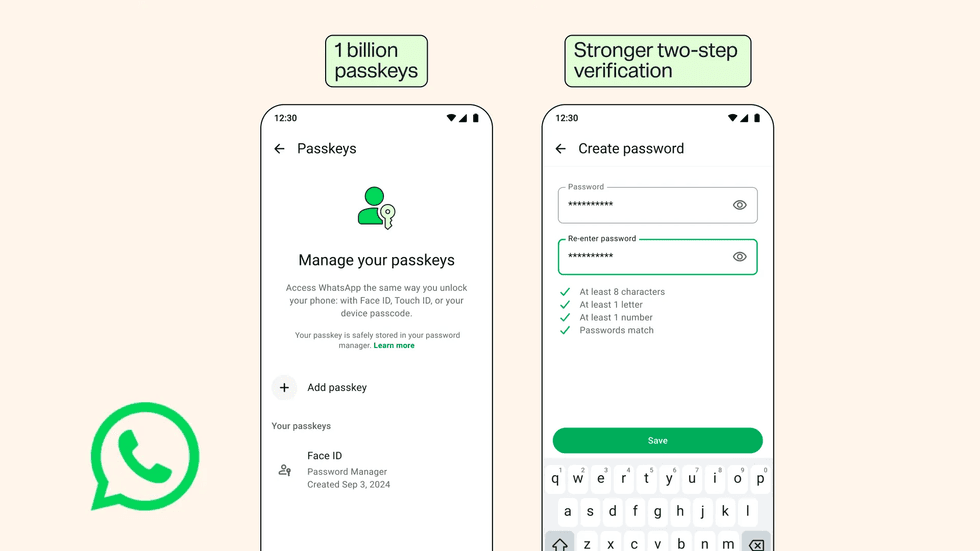 passkey settings shown in whatsapp