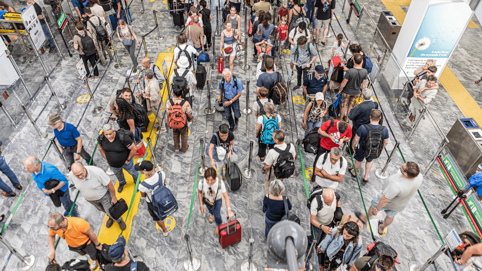 Passport control queue