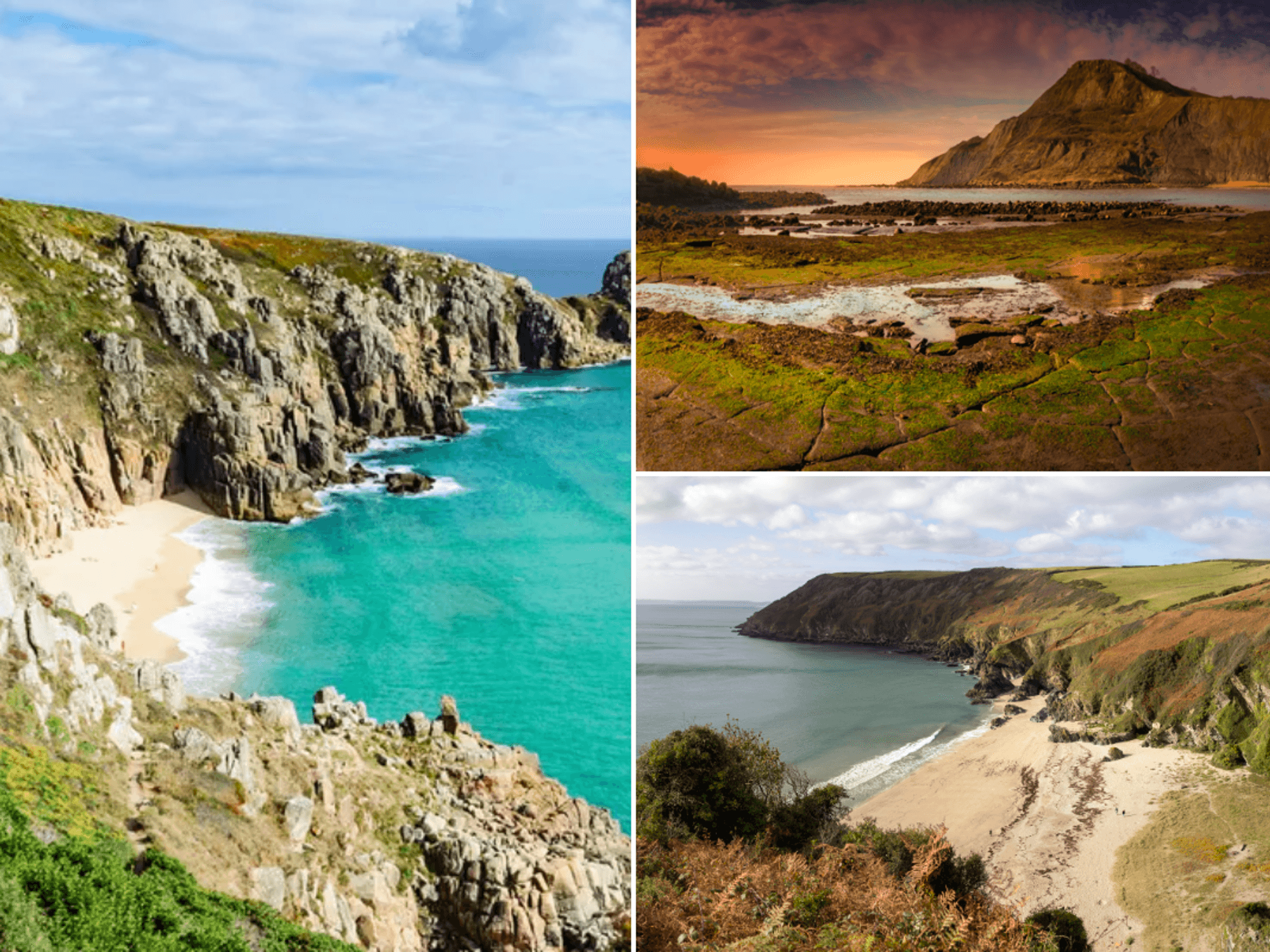 Pedn Vounder beach, Cornwall / Lantic Bay, Cornwall / Chapman's Pool, Dorset, Jurassic Coast