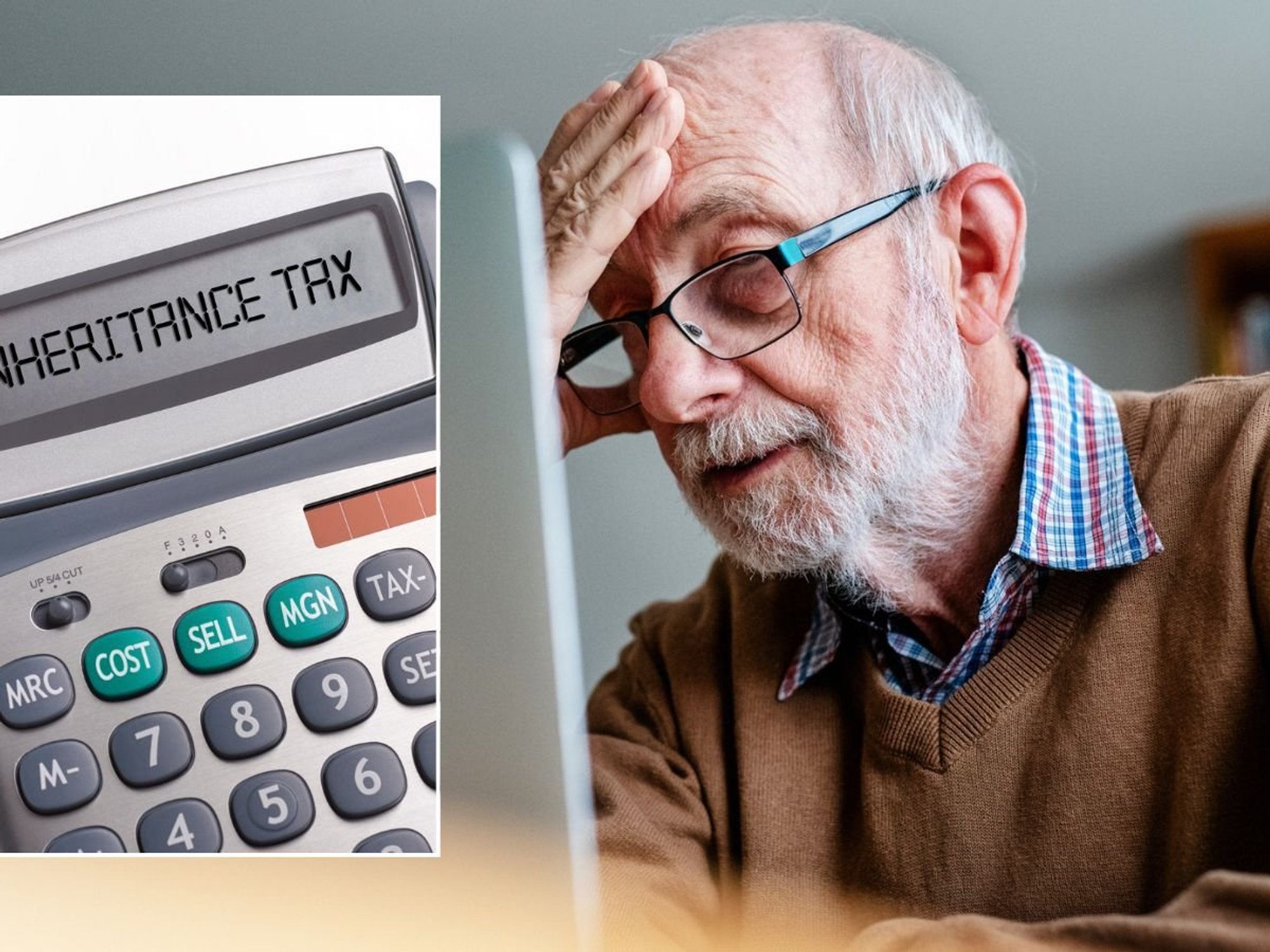 Pensioner on laptop and inheritance tax calculator