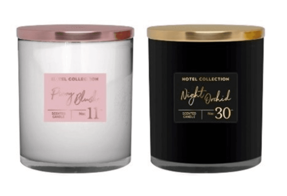 Peony Blush and Night Orchid Hotel Collection Hurricane Candles