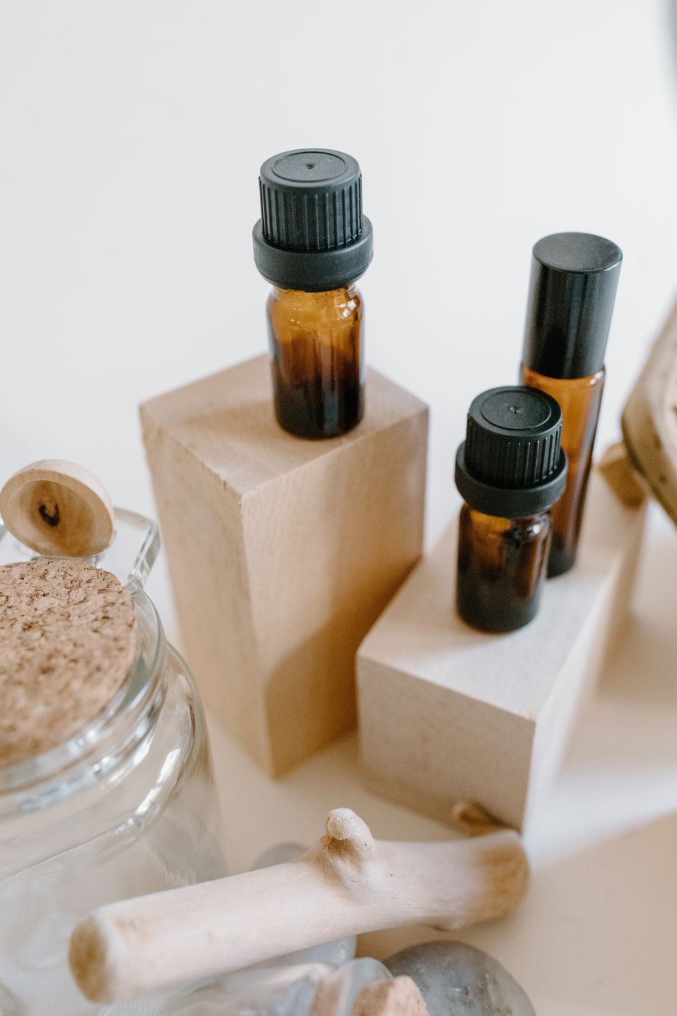 Peppermint oil on table