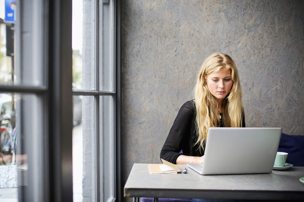 Person looking at laptop