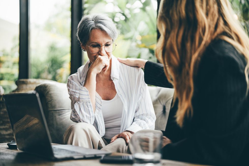 Person worried in meeting