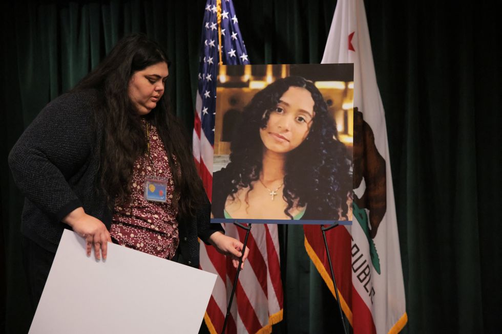 Picture of Celeste Rivas Hernandez displayed at press conference