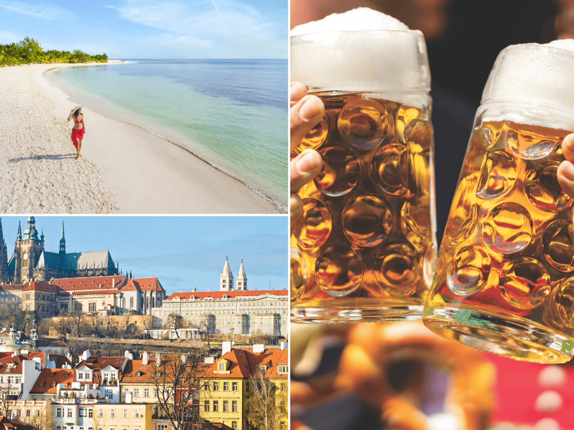 Playa del Carmen, Quintana Roo, Mexico beach / Prague / Oktoberfest beers