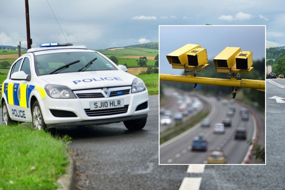 Police car and speed cameras
