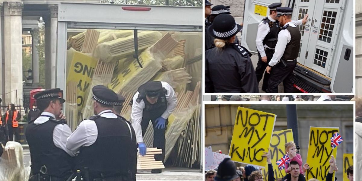 Coronation protesters ARRESTED in central London after plot to disrupt King's big day with megaphones and placards