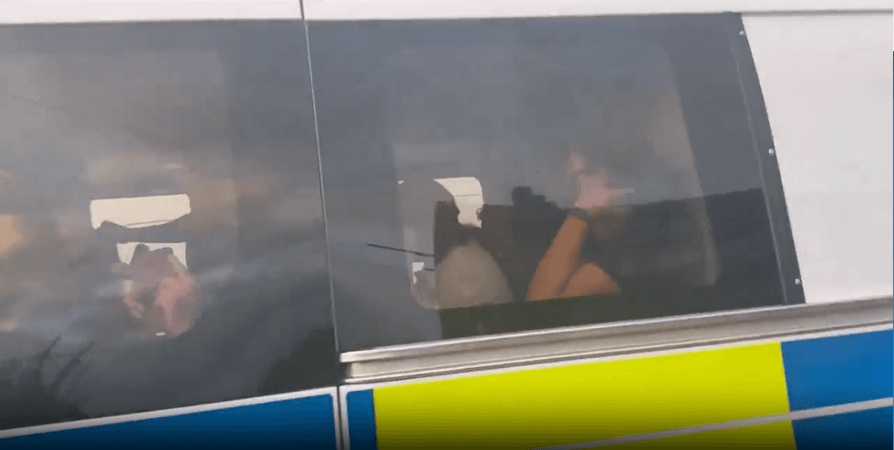 Police escorting protesters from Epping to Canary Wharf