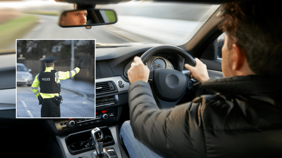 Police officer and UK driver in car