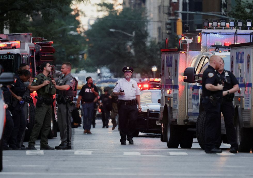 Police officers gather during a reported active shooter situation in the Manhattan borough of New York City\u200b
