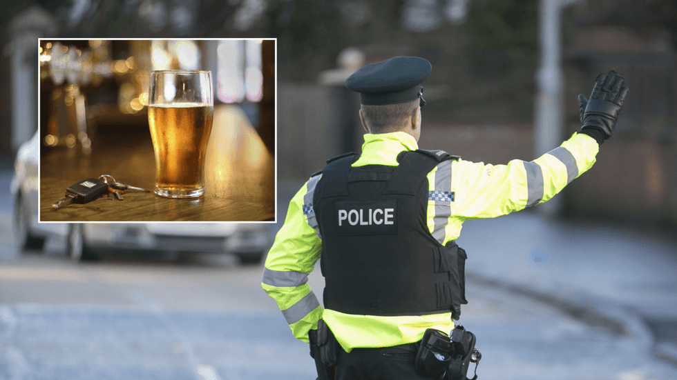 Police stopping road and drink driving photo