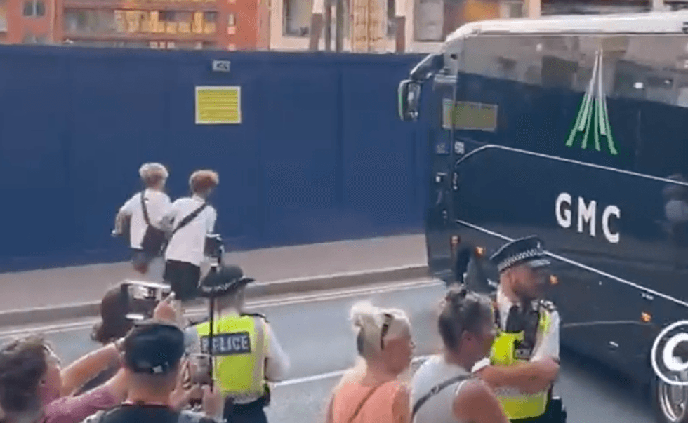 Police watched on as the bus left\u200b