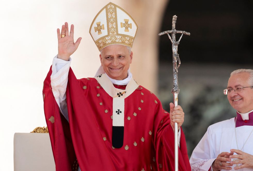 Pope Leo waving to the crowds