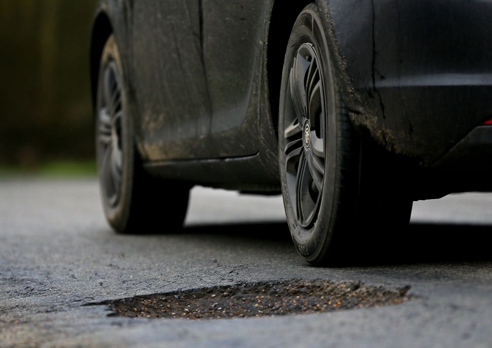Pothole on road