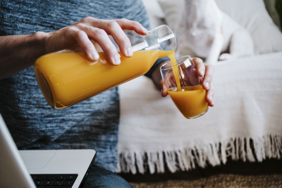 pouring fruit juice