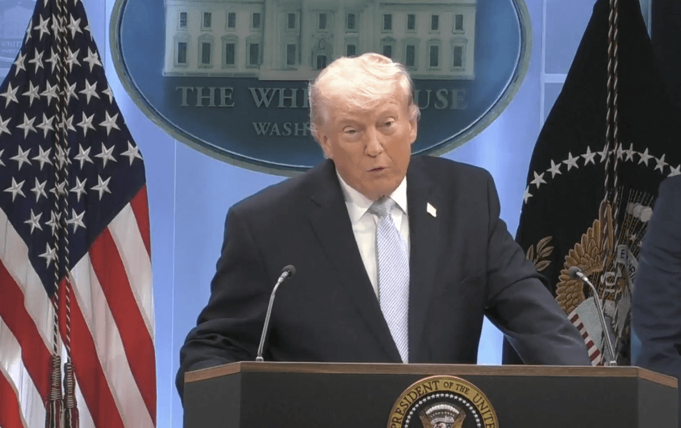 President Trump speaking at a press conference