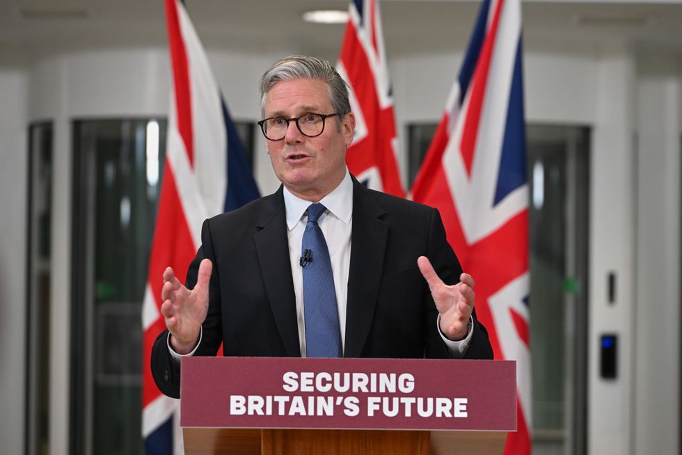 Prime Minister Sir Keir Starmer speaks to the media at Strategic Command Headquarters, in Northwood, Greater London.