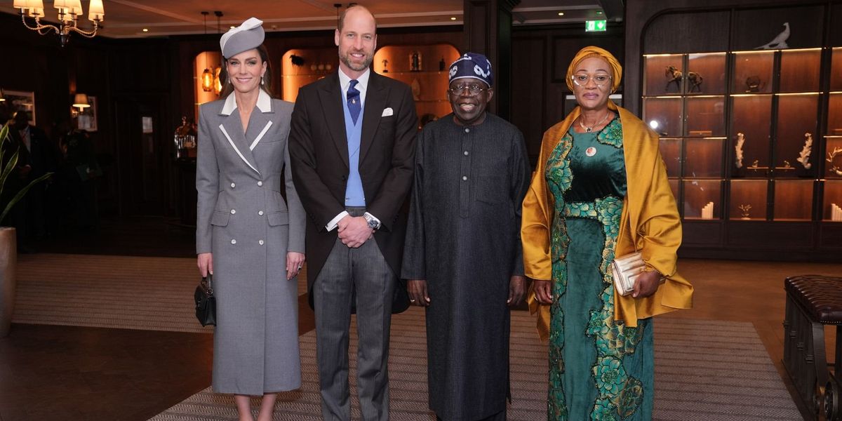 Prince William and Princess of Wales pictured meeting Nigerian President and First Lady for State Visit