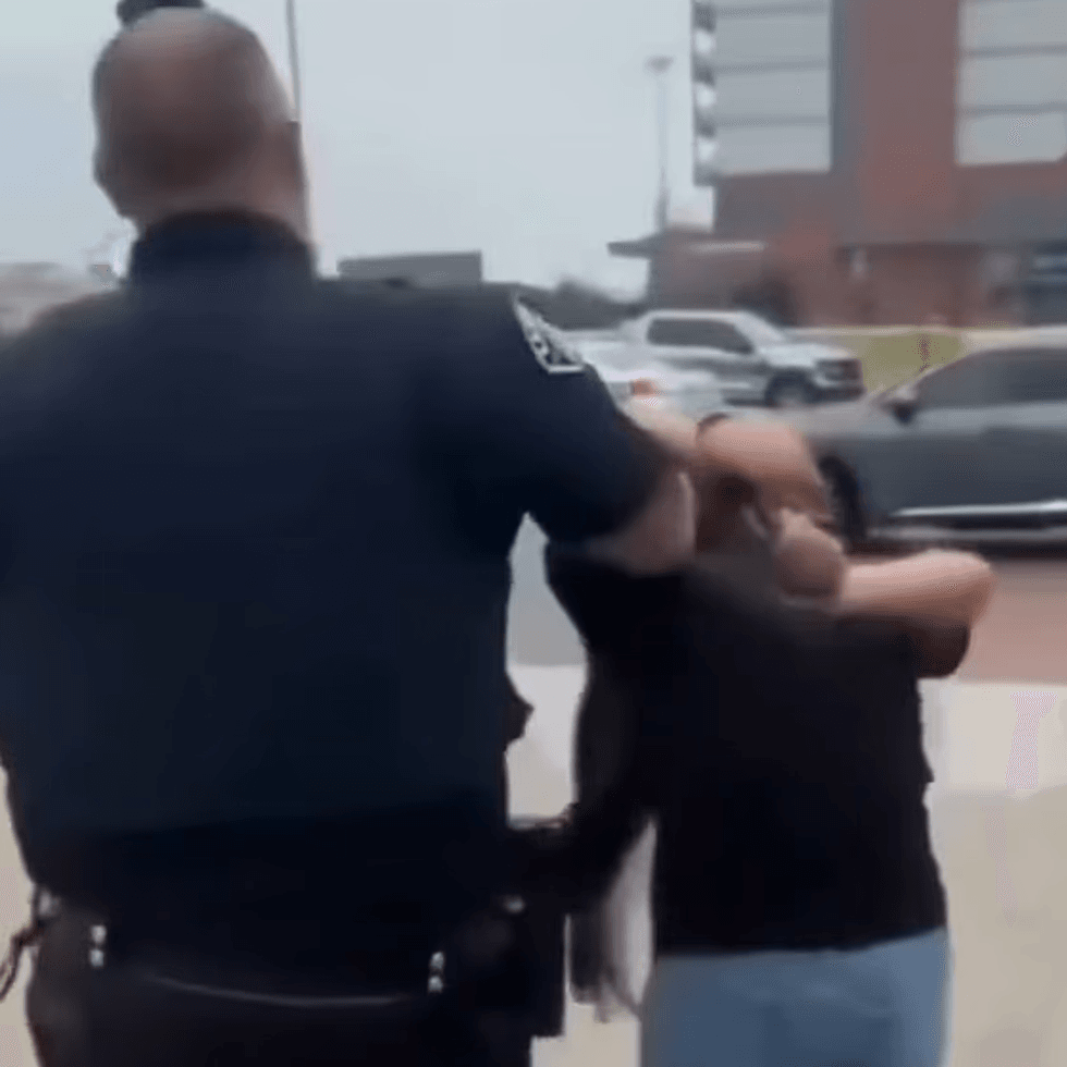 Protester and police officer