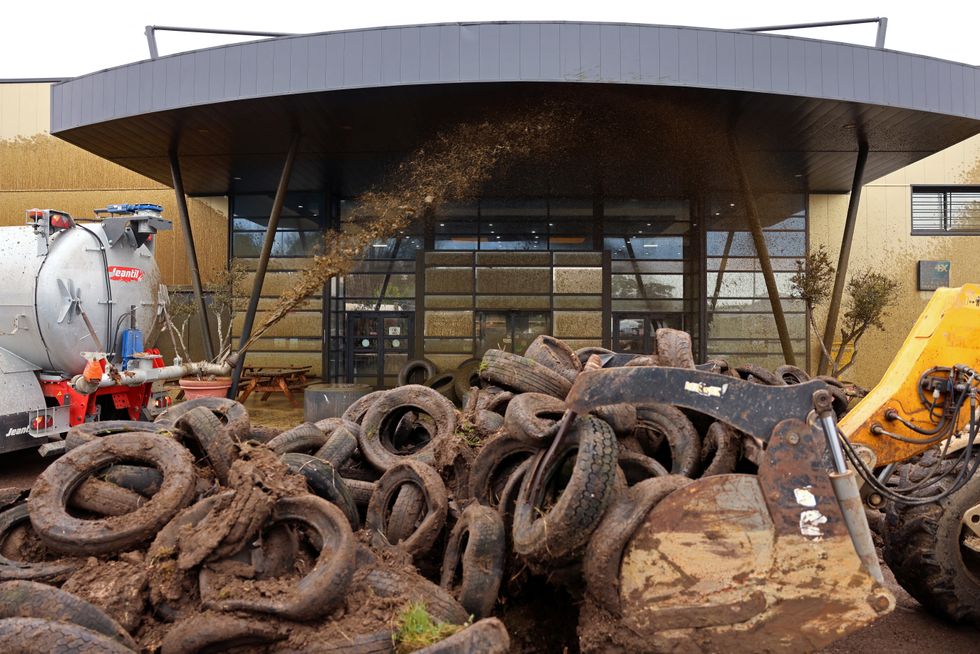 Protesters left dung outside buildings