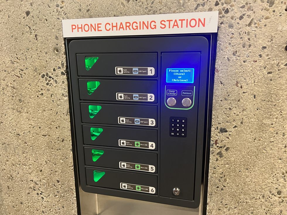 Public phone charging station