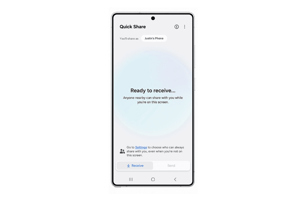 Quick Share menu shown in Samsung One UI 8 update