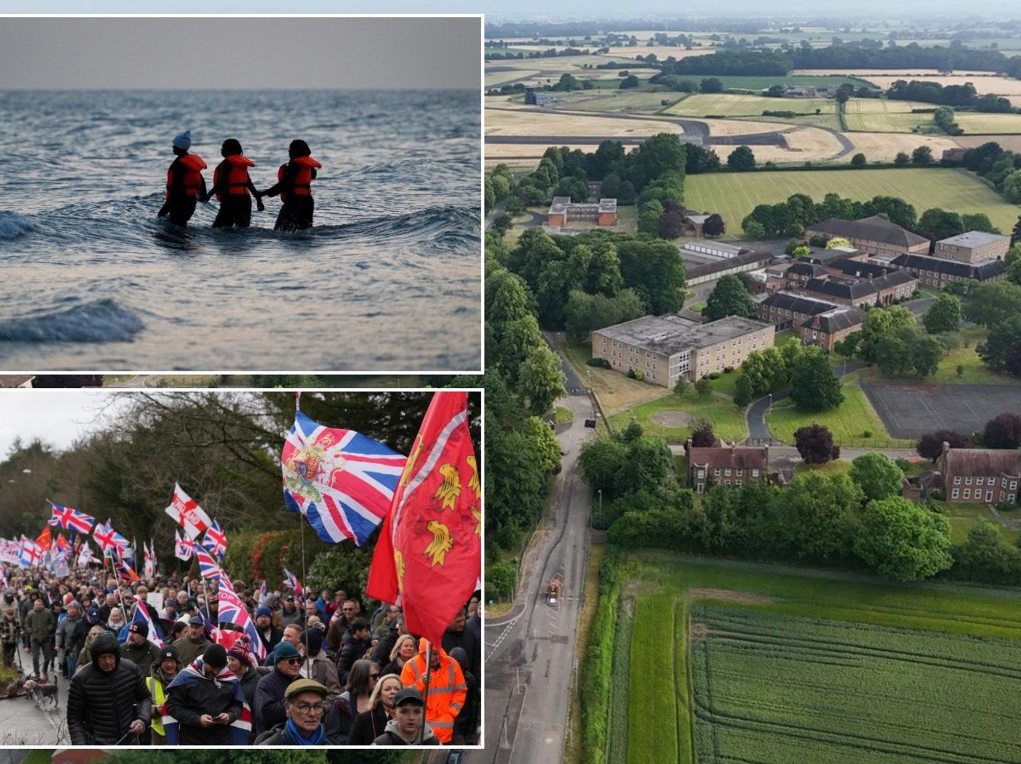RAF base, migrants and protest