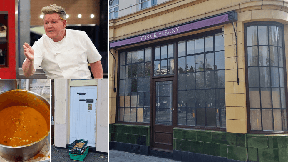 Ramsay/Soup/Potatoes outside door/York and Albany pub