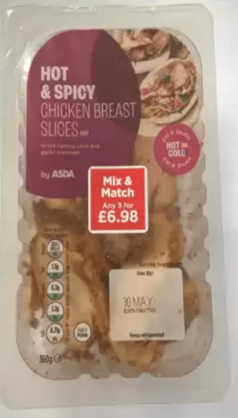 Recalled Asda Sliced Hot & Spicy Chicken Breast Slices