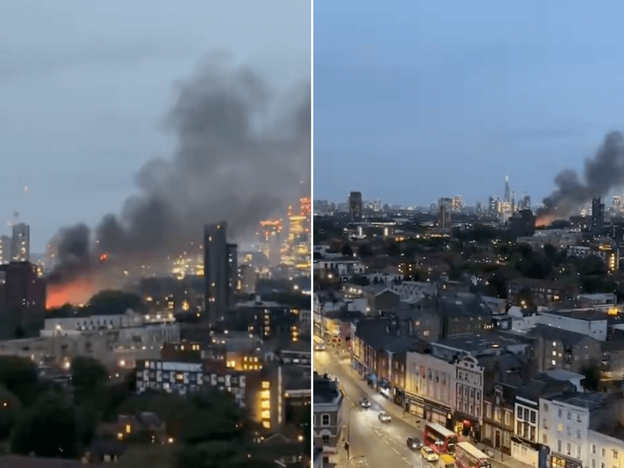 Recycling centre blaze London