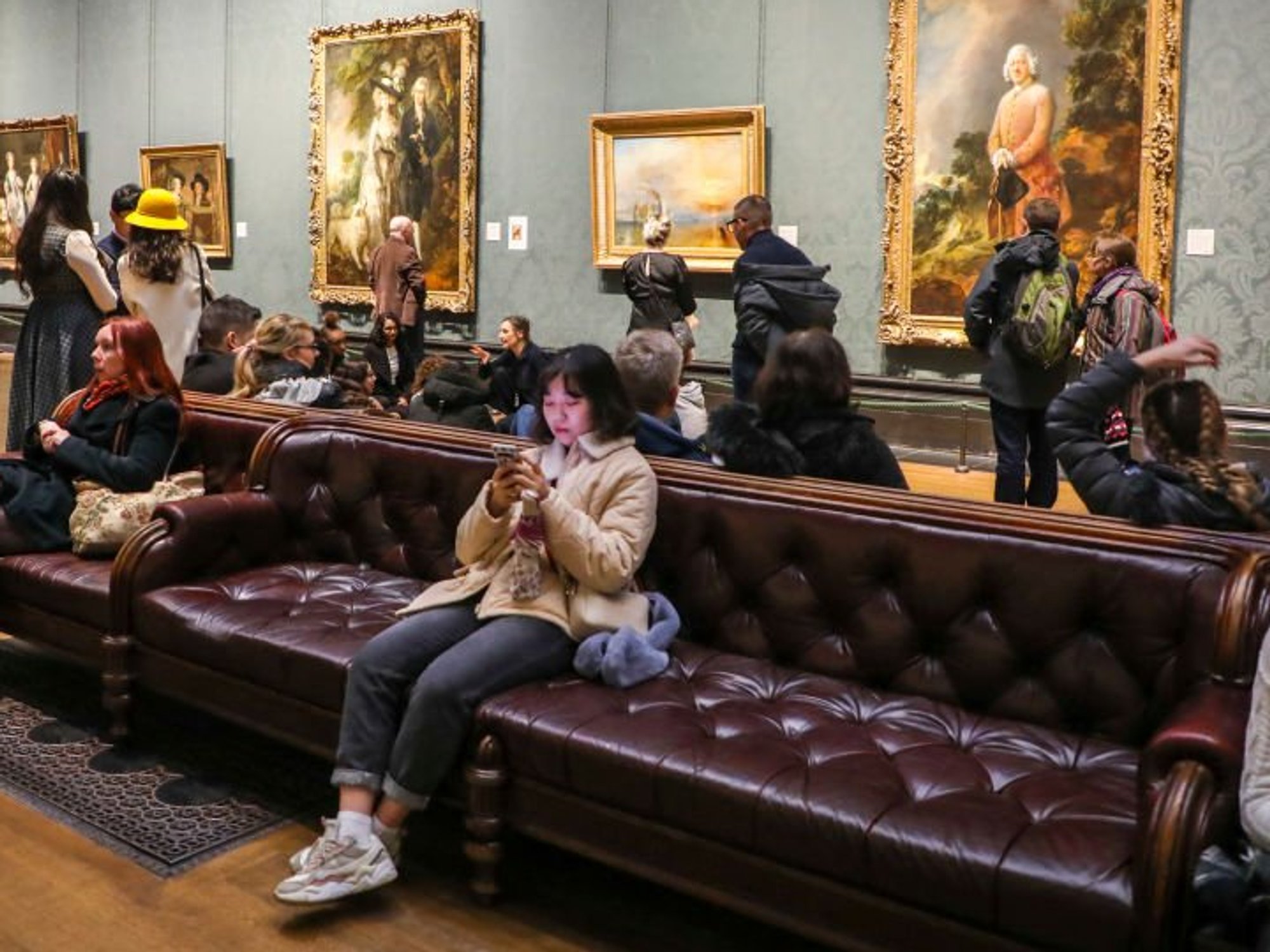 Red leather sofas from The National Gallery