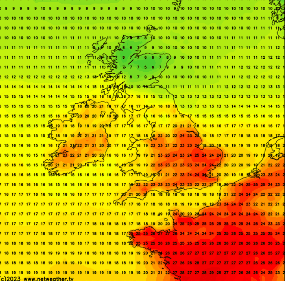 Red weather map
