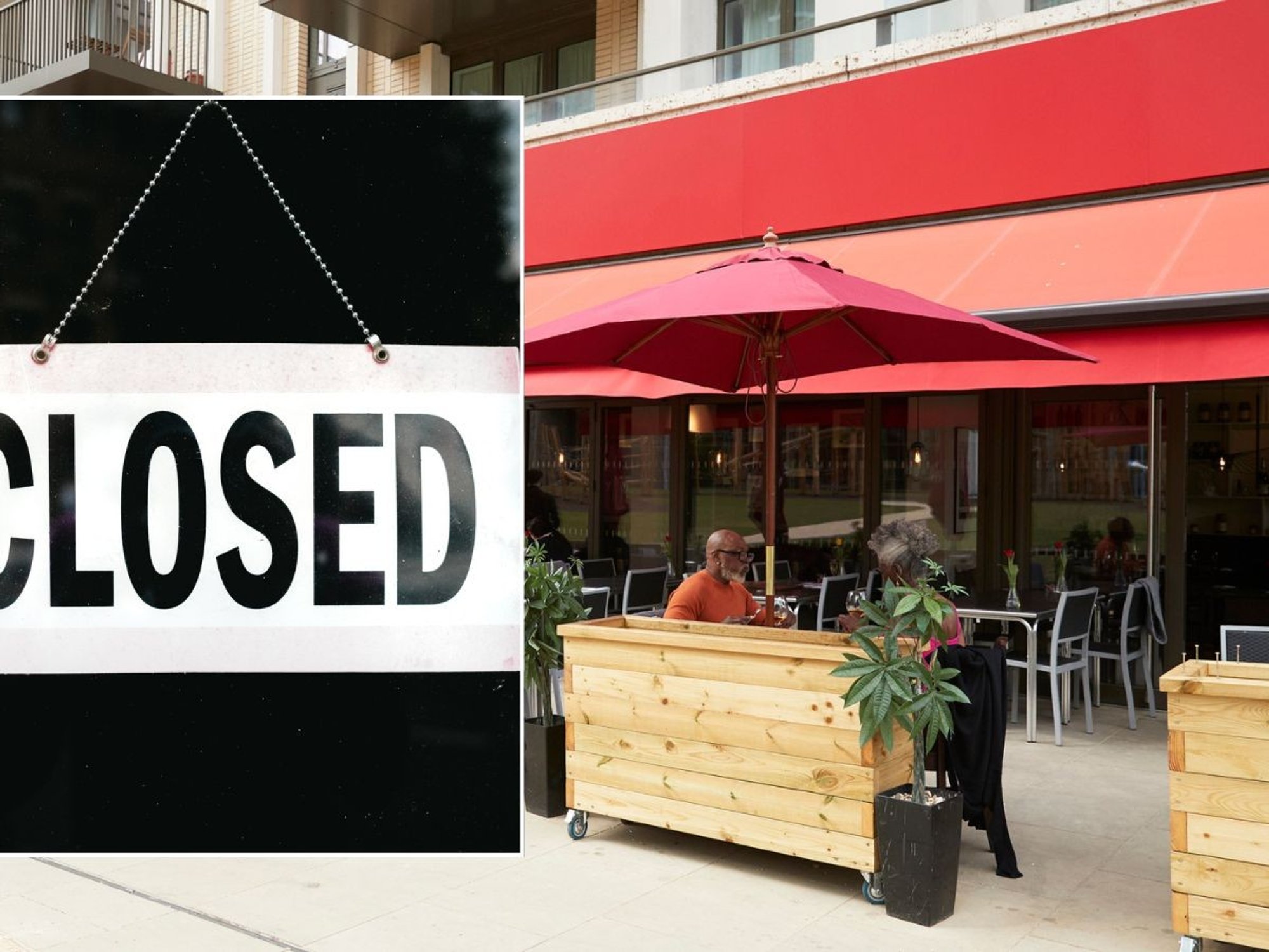 Restaurant chain and closed sign