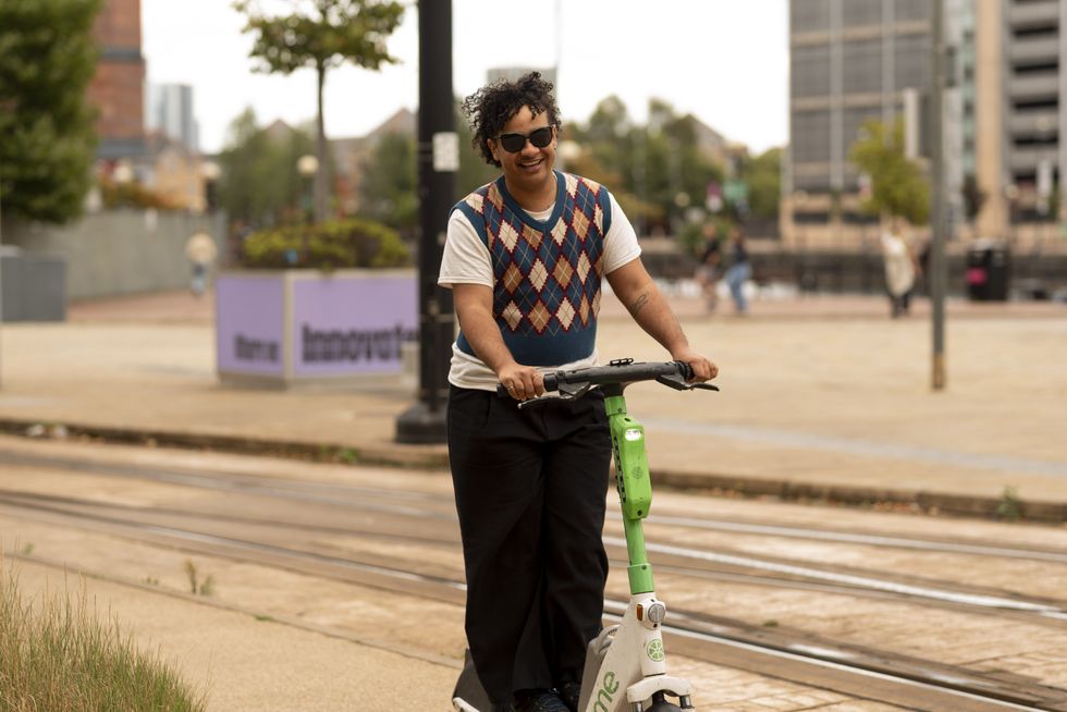 Rider on e-scooter