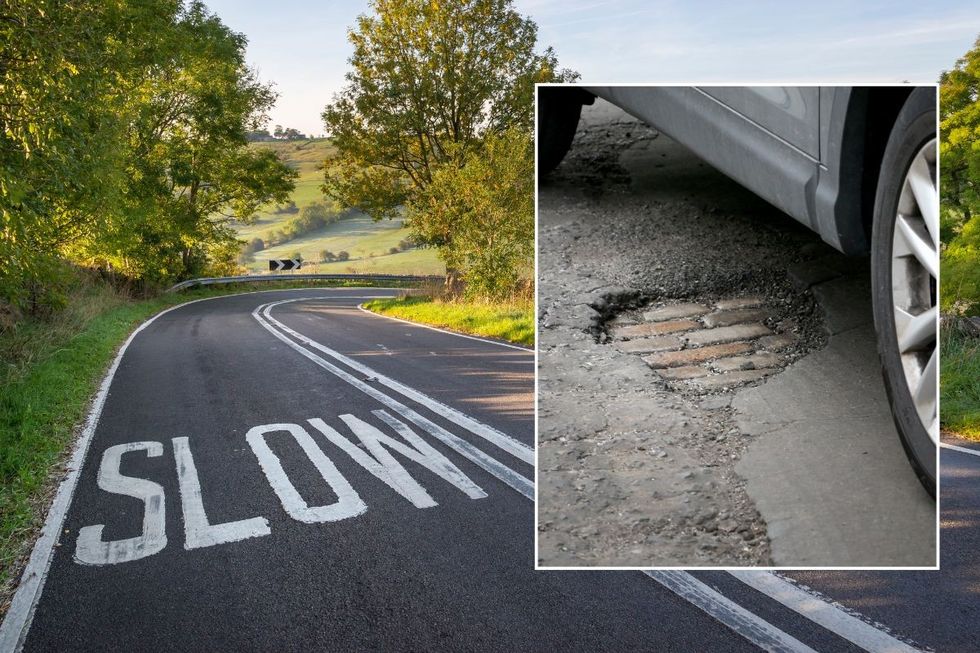 Road and a pothole