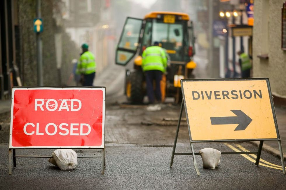 Road works sign