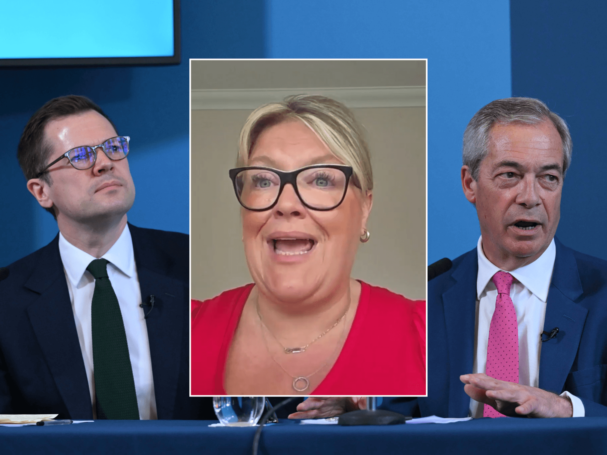 Robert Jenrick and Nigel Farage, insert: Kerry Riches