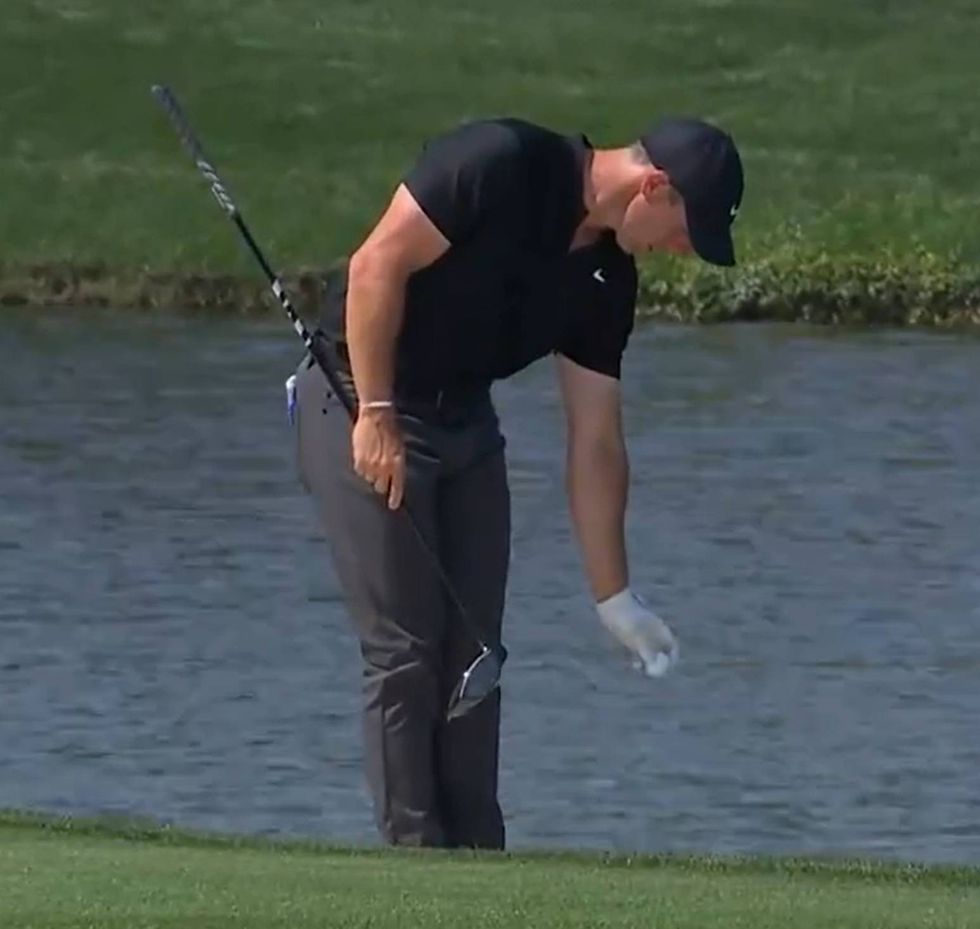 Rory McIlroy ended up playing from where he first dropped