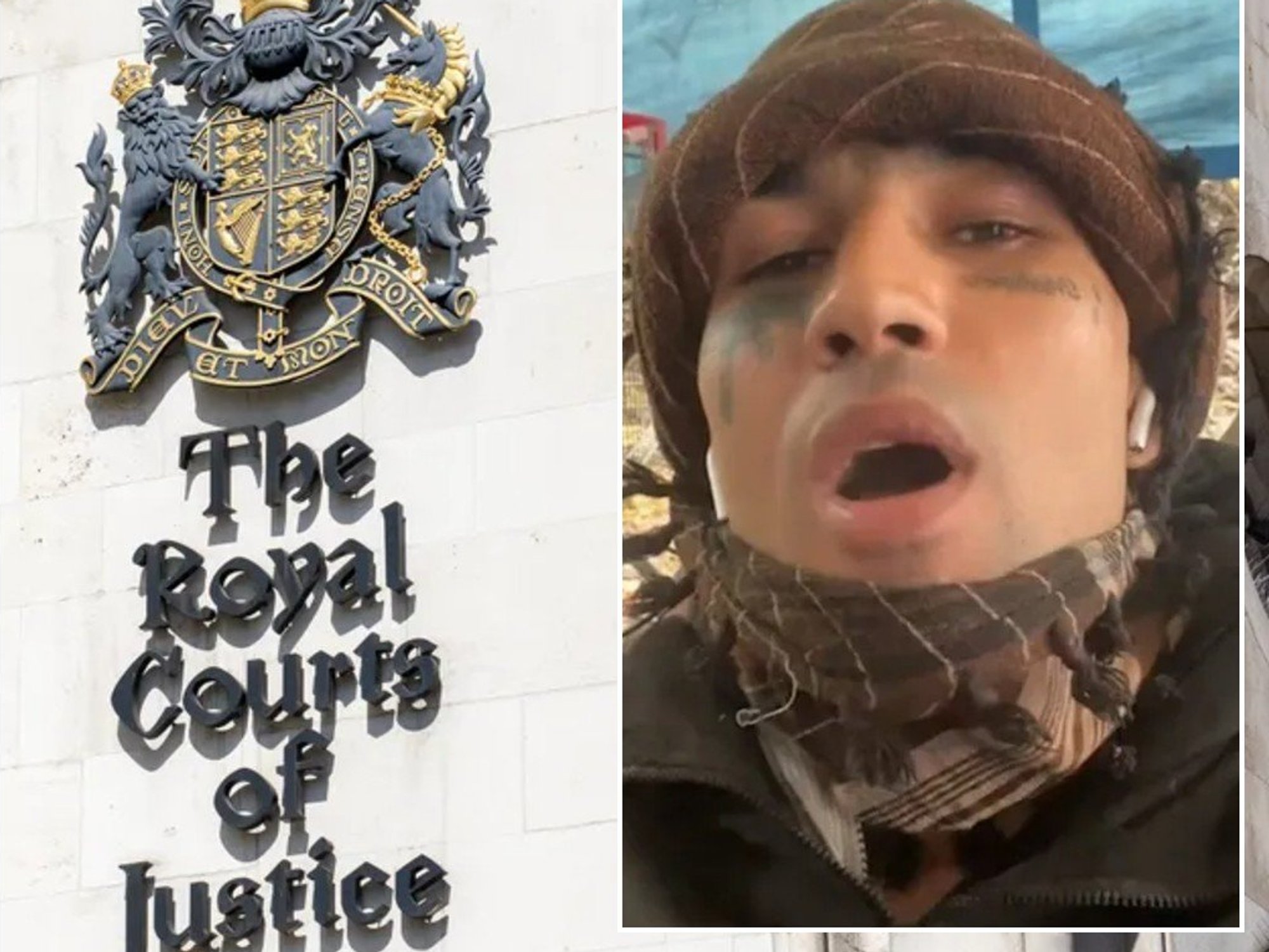 Royal Courts of Justice and three asylum seekers tried in UK courts