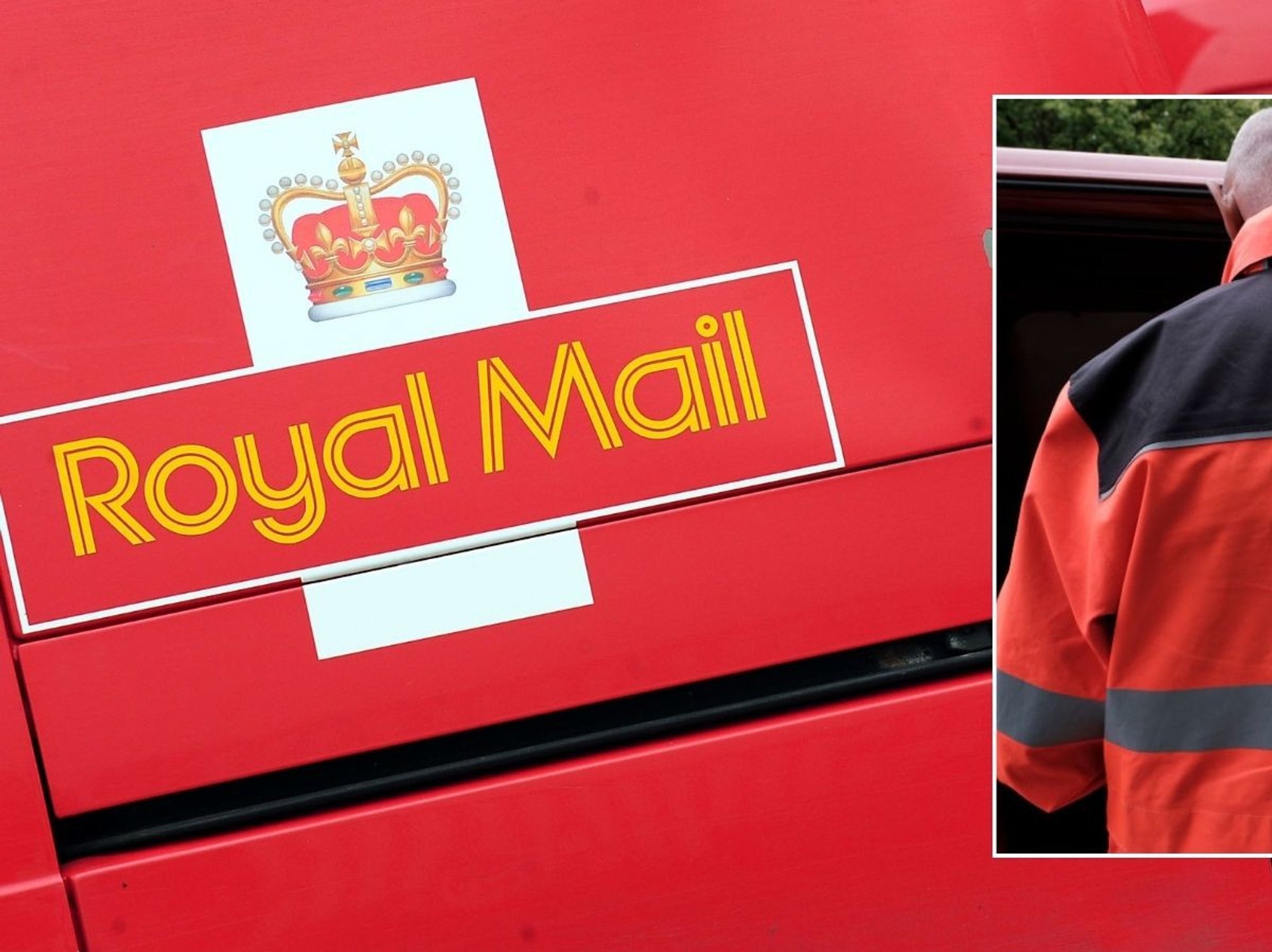 Royal Mail van and Royal Mail worker