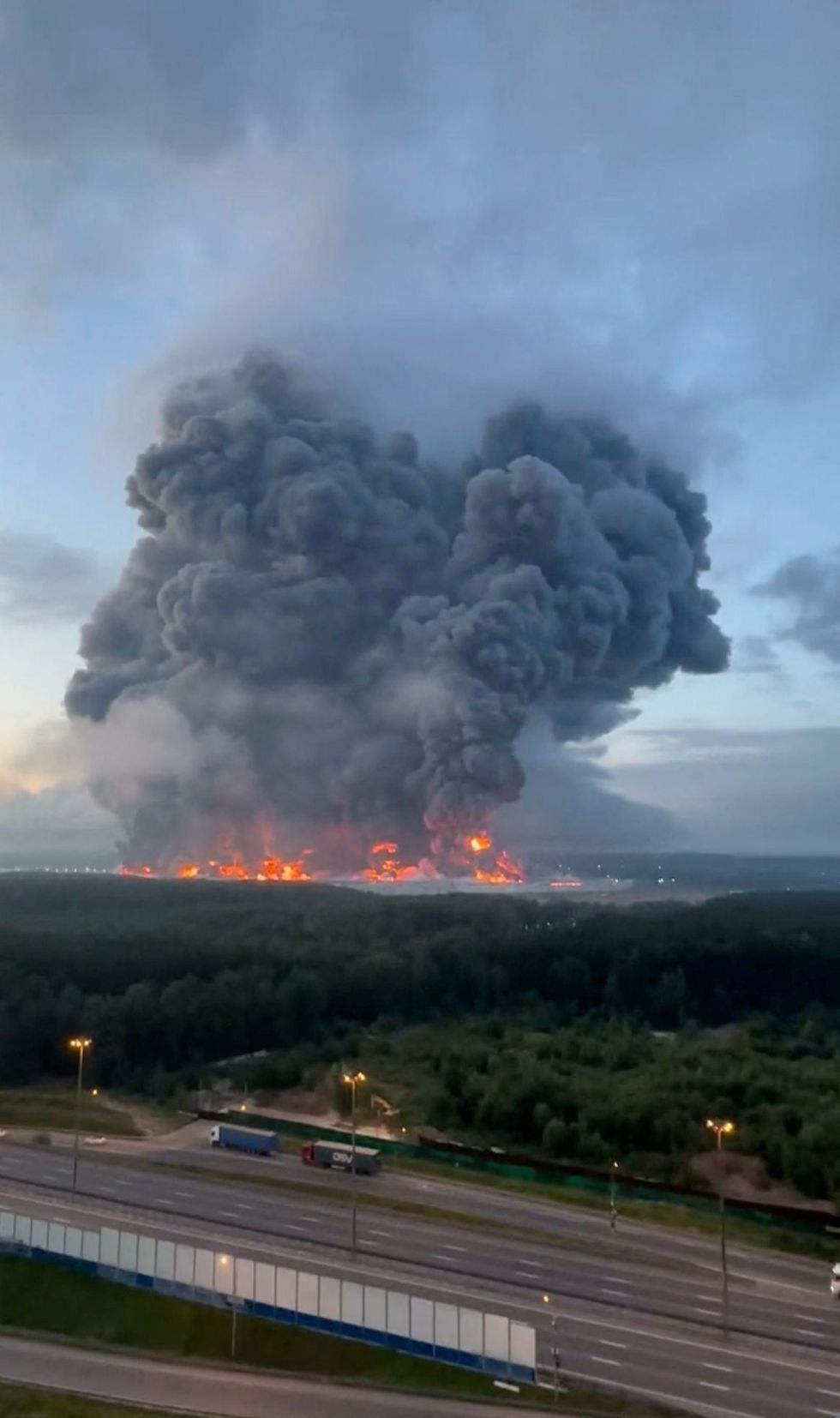 Russian Wildberries facility burning after it was struck by Ukrainian drones