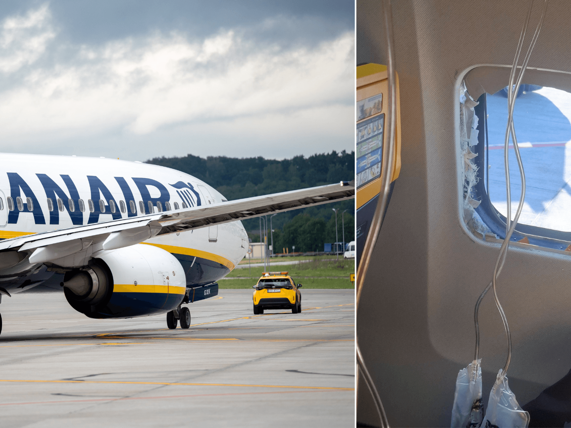 Ryanair plane/Broken Ryanair window
