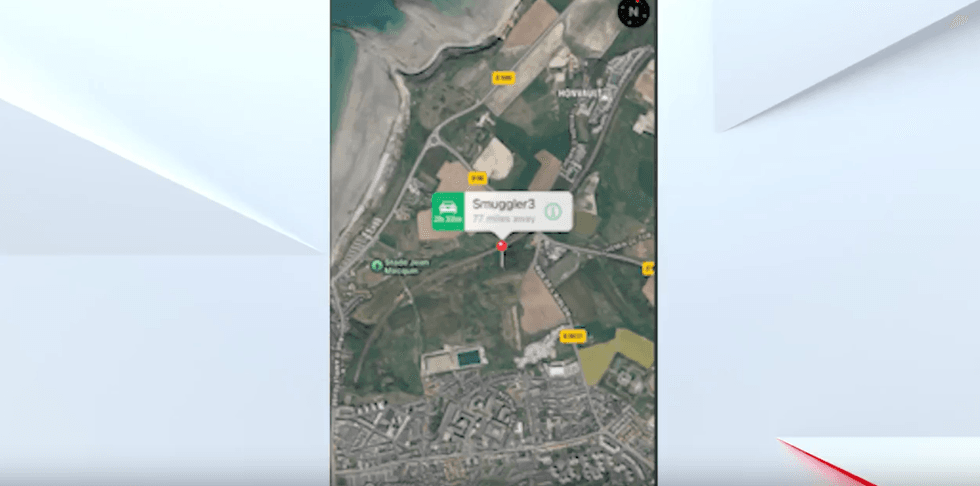 Satellite image of the smuggler's location