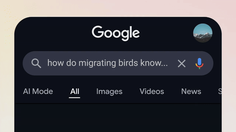 Search query using AI mode to search several sites