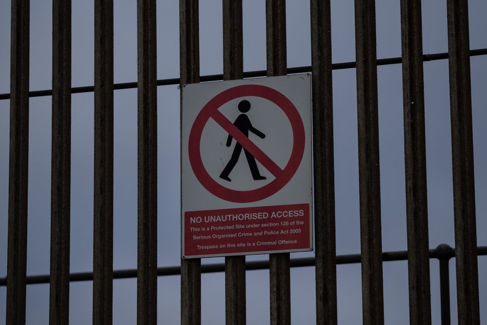 Security sign at UK power station