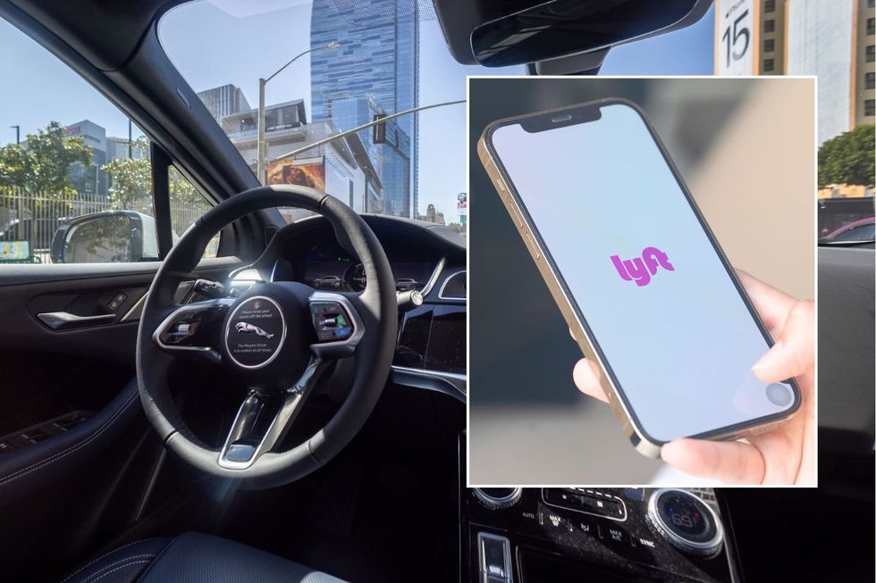 Self-driving car and a Lyft logo