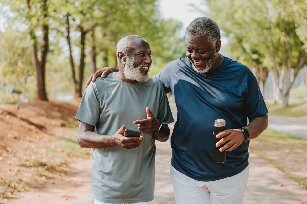 Senior men walking