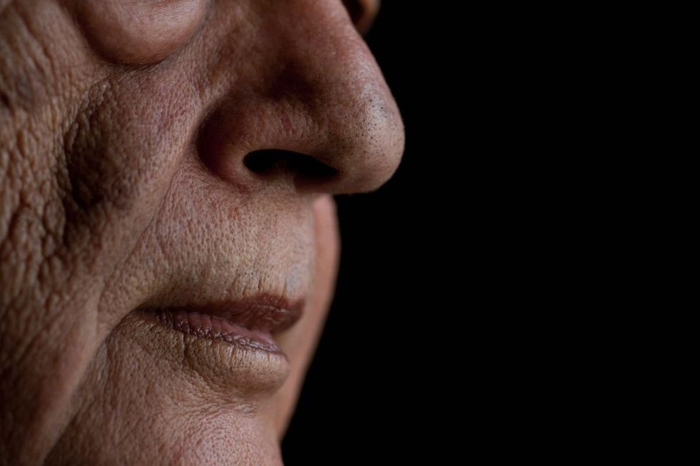 Senior person nose close up