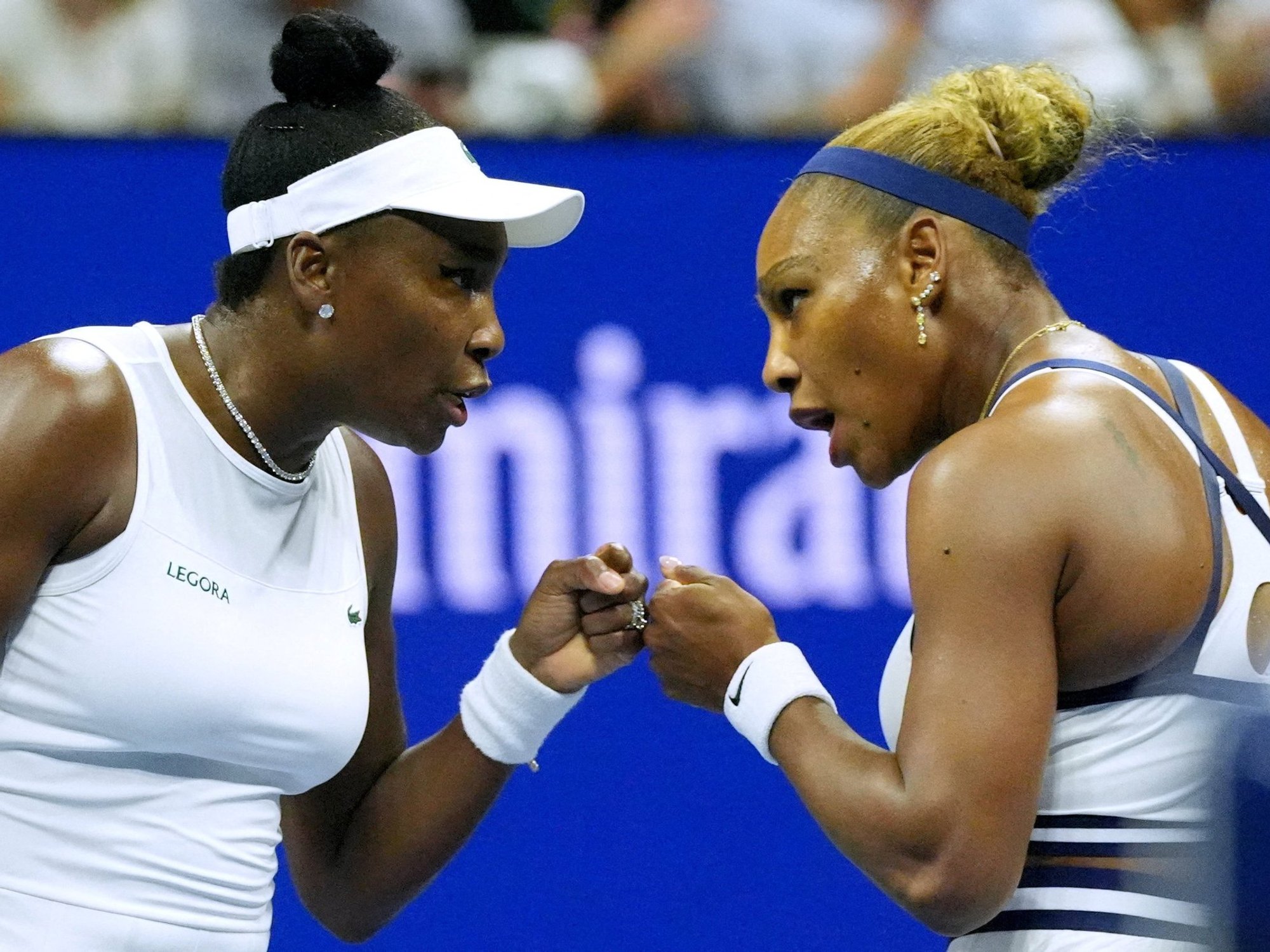 Serena and Venus Williams risked punishment from US Open officials after skipping their media duties following a dramatic first-round doubles defeat in New York